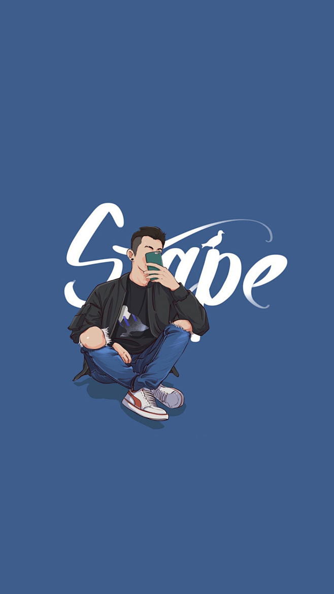 男唯美图片苹果手机壁纸ddd-视觉平面-人物插画奔跑的chris同采自www