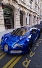 Sleek Blue Chrome Bugatti