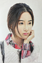 彩铅画人大的美女同学caibihui.com
