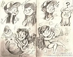 #绘森活水彩班# #人物速写# 《Gravity Falls（怪诞小镇）》人物设定第三弹！之前乱入了几张《星蝶公主（Star vs. the Forces of Evil）》的设定，不好意思，设定的画风有点像。干脆作为下周的主题内容吧，希望大家喜欢！