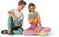 girl and boy sitting on the floor and reading books Illustration in PNG, SVG