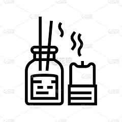 芳香疗法配件线图标矢量插图