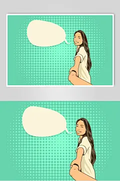 简约绿色波普风格人物插画矢量素材-众图网