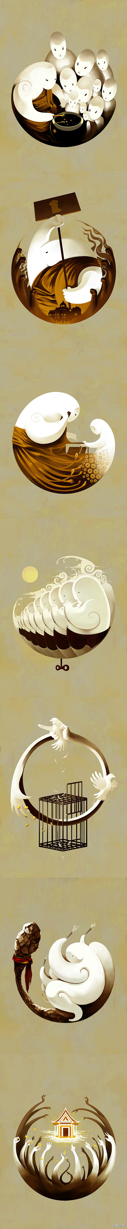 #暖艺术#Narm，泰国插画师，这组作品...