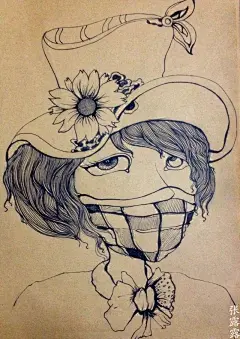 原创手绘插画     《呆着面具存活》#小清新# #治愈系# #头像# #素描# #壁纸#