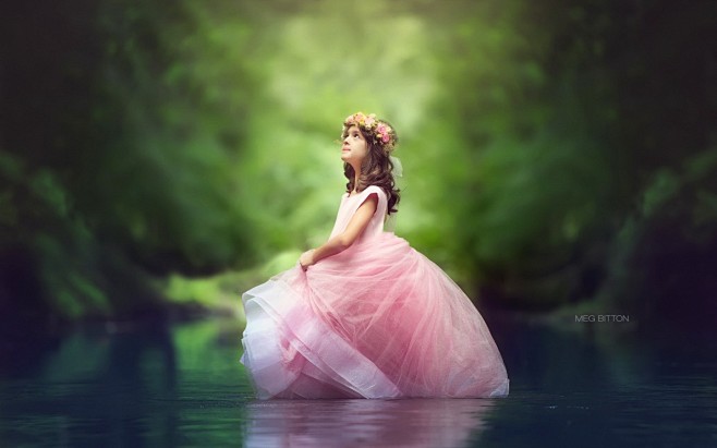 girl, river, nature