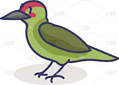 可爱的,符号,啄木鸟,卡通,自然,红色,图标集,秋天,野生动物