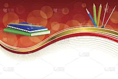 背景，课本，笔记本，尺子，钢笔，铅笔，圆规，金框架