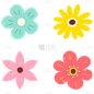 常规内容-装饰系列插画风花朵元素组合