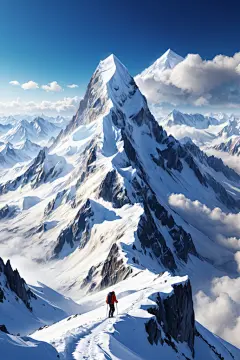 巍峨高原雪山风景摄影图