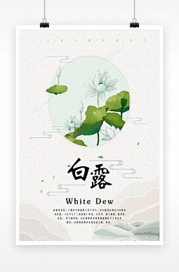 简洁清新白露节气海报