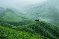天然草地上的一匹马