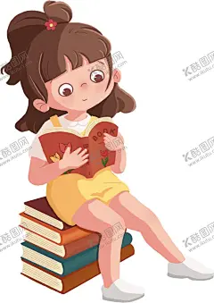 看书的女孩一起看书吧 【酷图网】插画,看书,读书,女孩,素材