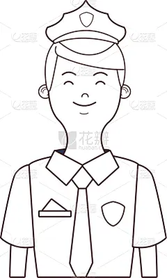 警官,卡通,制服,职权,责任,安全的,男人,监视
