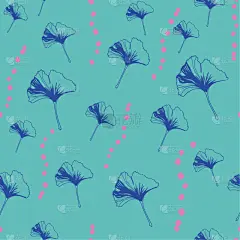 seamless pattern ginko wax with blue ginkgo