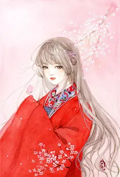【手绘欣赏：古风少女】
一剪闲云一溪月，一程山水一年华。
一世浮生一刹那，一树菩提一烟霞。

作者：@_白岫   #手帐素材插画手绘##艺界v动态# ​​​​