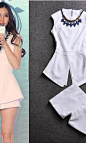 梵琳达 欧洲站2014夏新款 无袖t恤背心+短裤休闲套装大码女装