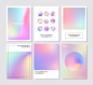 Colorful holographic gradient background design set Free Vector