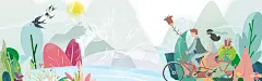 简约卡通插画背景图片森系风格手绘简笔画