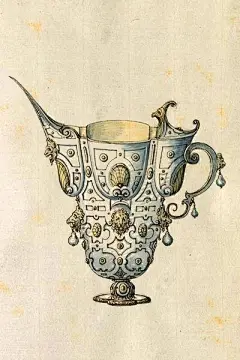 文艺复兴时期金银器，彩铅作品@CCI中国动漫插画