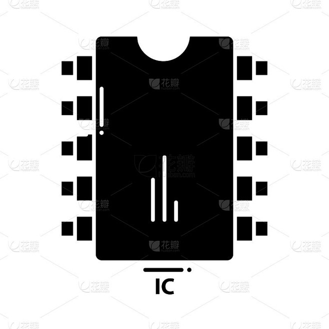 IC图标，黑色矢量符号与可编辑的笔触，概念插图