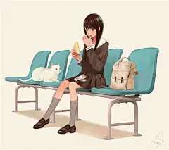 动漫日系插画猫与少女图集原画壁纸CG图片 – ACG图包网