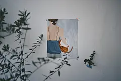 [有鹿为安Ulu]原创插画现代简约文艺清新装饰画客厅卧室墙画挂画-淘宝网