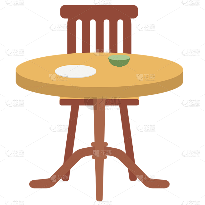 扁平风家具摆件贴纸-SVG-餐桌