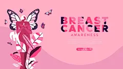 乳腺癌月粉红蝶网模板插画图片