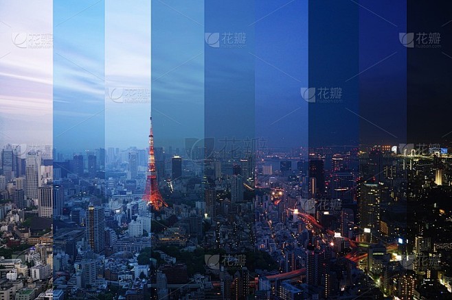 从白天到夜晚的东京