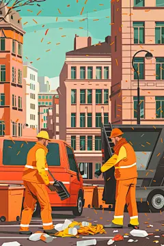 环卫清扫环卫工人图片插画