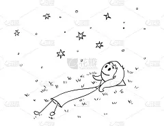 概念卡通女商人或女梦想家看星星