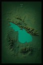 Topographic map (data visualization) of Lake Sevan, made with Blender/ Illustrator / Photoshop
