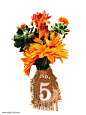 橙色花朵花瓶插花艺术图片png免抠元素产品实物背景装饰免扣图片设计图案