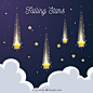 Flat background with falling stars Free Vector