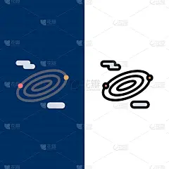 科学,太空,计算机图标,线条,平坦的,生物学,中子,显微镜,转,充满