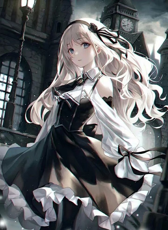 白发少女 仰视