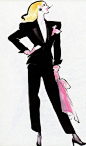 Fashion illustration by René Gruau, 1986,  