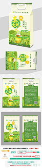 绿色简约时尚东北大米稻花香包装袋设计模板