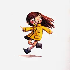 玩耍的女孩免抠素材_新图网 https://ixintu.com 卡通女孩 小女孩 小孩子 玩耍 黄色风衣
