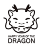 Year of the dragon black and white smiling zodiac symbol isolated on a white background vector illu