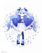 Tags: Anime, Pixiv Id 2422124, Vocaloid, Hatsune Miku, Blue Legwear, Blue Armwear, Cross-laced Footwear