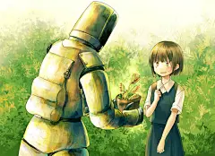 机器人流露出的温柔是真实的吗？ “少女×机器人”特辑 : 虽然笨拙却很可爱……。很多人对机器人的印象都是热血且充满了男人的梦想与浪漫，但是如果在机器人身边再加上个少女……会怎样呢？这次，就为大家送上“少女×机器人”的插画作品特辑。请试着从本应没有任何情感的它们身上，感受一下那难以言喻的温柔吧。
