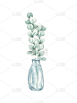 水彩画波西米亚花束在花瓶。在罐子里手绘的干花