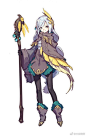 Anime girl with feathers coat and staff. #CharacterDesign #Anime #clothes #clothes #illustration