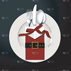 矢量插画圣诞餐桌设置。