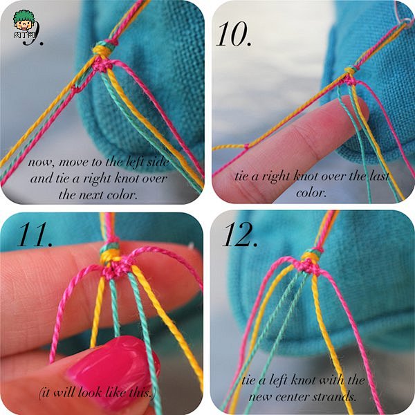如何用彩线编织民族风手链的教程
