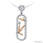 Pendentif bambou majestueux - 2 ors blanc et jaune - Diamants 0.50ct