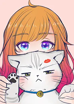 小清新；少女插画；文艺范；猫咪；甜美；糖果