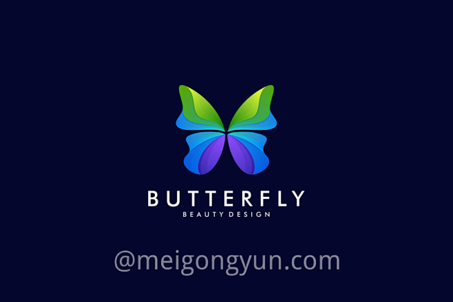 渐变多彩蝴蝶动物LOGO商标矢量素材 L...